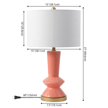 Ziggy 27" Ceramic/Iron Contemporary Glam LED Table Lamp - JONATHAN Y
